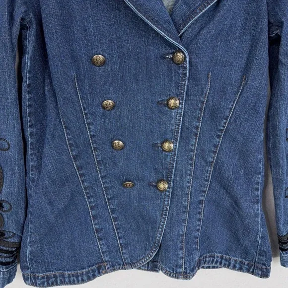 Lauren Jeans Ralph Lauren Jacket Womens Small Denim Military Double Breasted Y2K - Picture 3 of 12